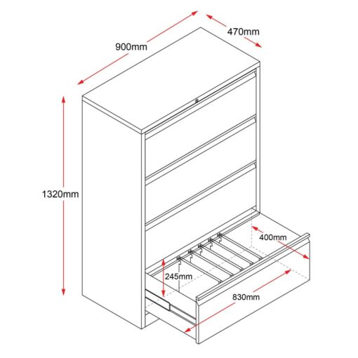 GLF4 Filing Cabinet Line Drawing