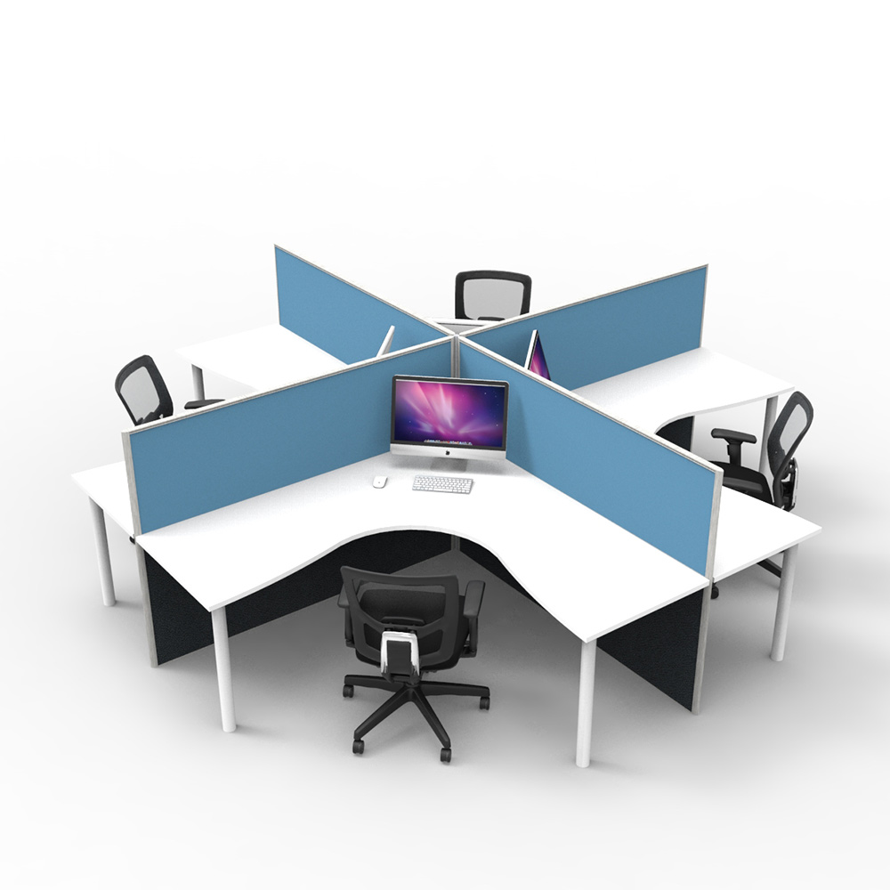 4 Person Screen Hung Top Corner Workstation Pod | Epic Office Furniture