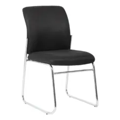 Barossa black fabric visitor chair with chrome sled frame, front angle