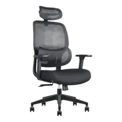 Romeo black mesh office chair with headrest, front angle