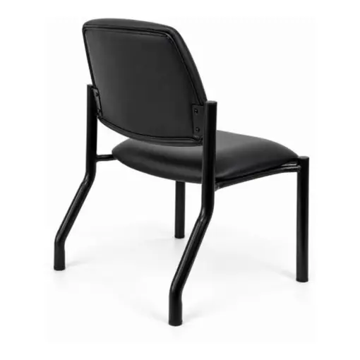 Titan black PU visitor chair without arms, rear angle