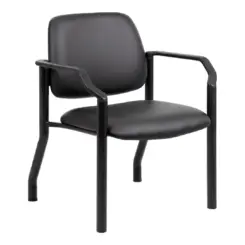Titan black PU visitor chair with fixed arms, front angle