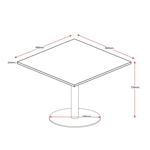 Disc Base Square Meeting Table Line Drawing