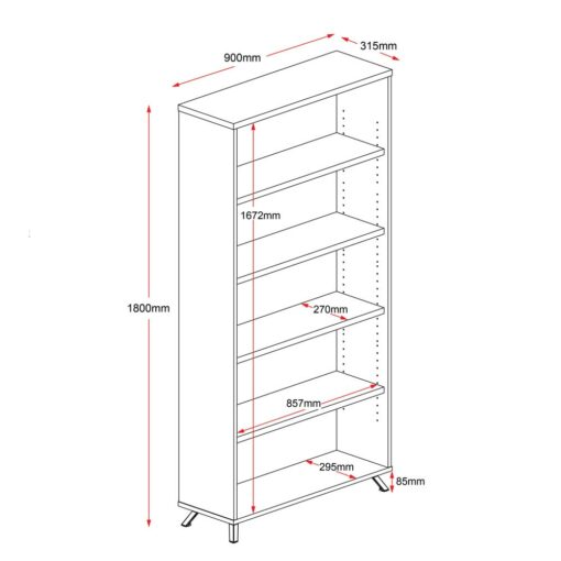 Infinity bookcase 1800 line drawing