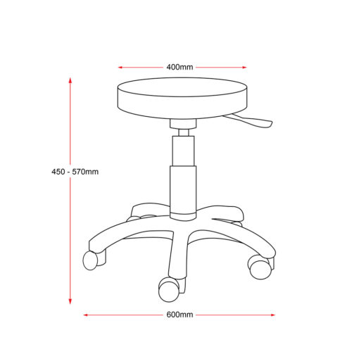 DS Desk Stool Line Drawing with measurements