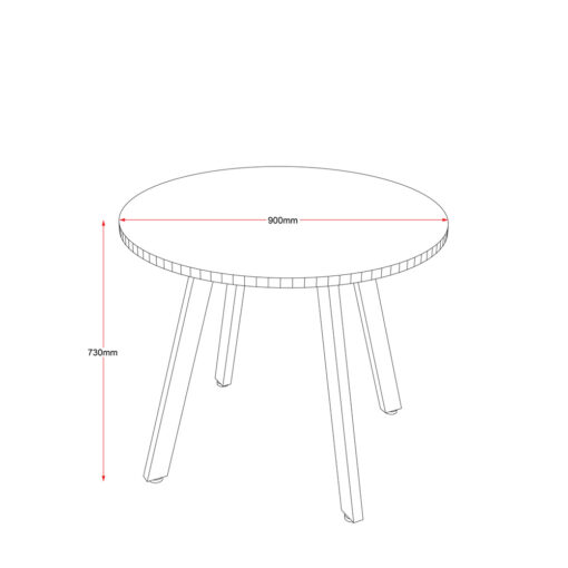Eternity Round 900 Table Line Drawing