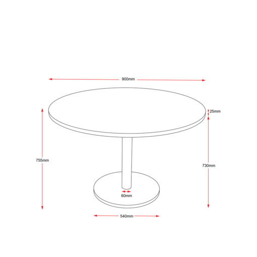 Disc base table 900 line drawing