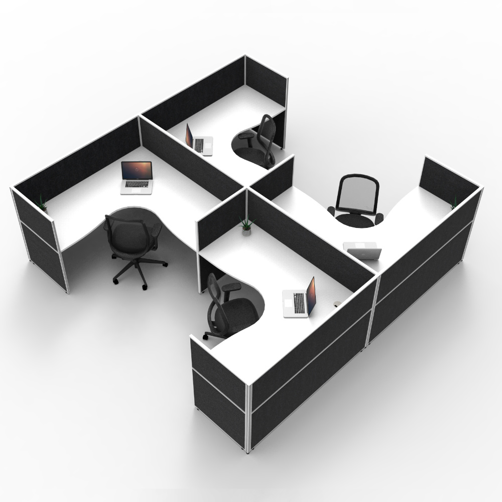 SHUSH30 4-Person Corner Workstation 'H' Configuration | Epic Office ...