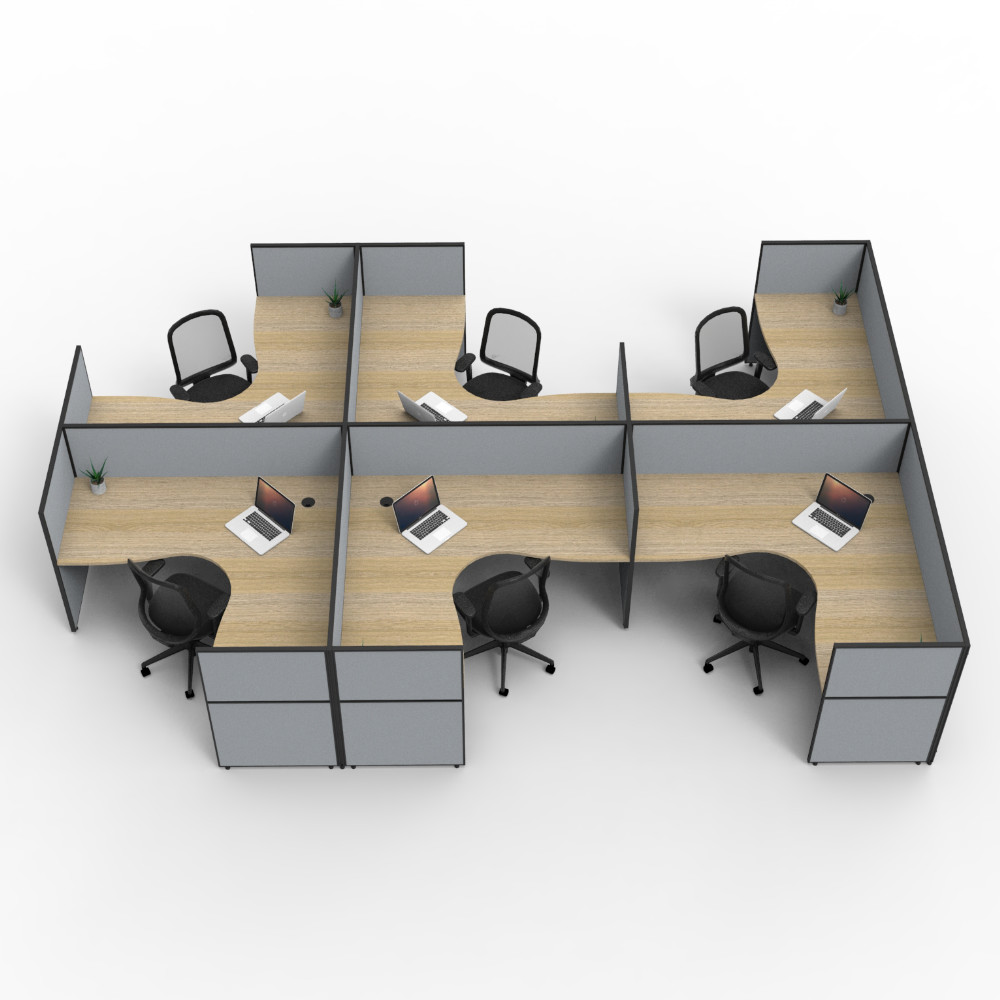 SHUSH30 6-Person Corner Workstation | Epic Office Furniture