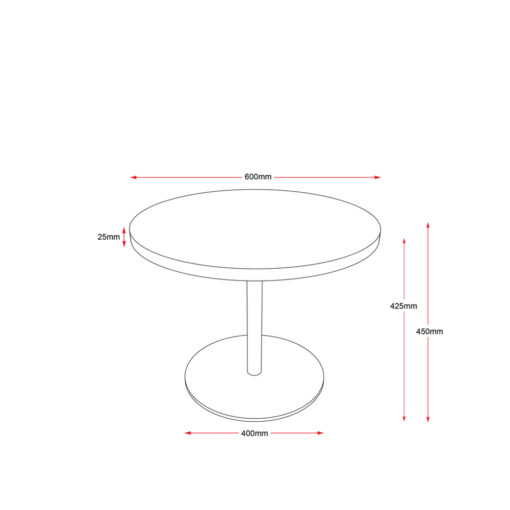 Disc base coffee table line drawing