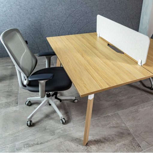 Signature 2 Person Back to Back Workstation with white chair