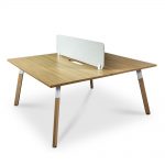 Signature 2 Person Back to Back Workstation Oak top with screen