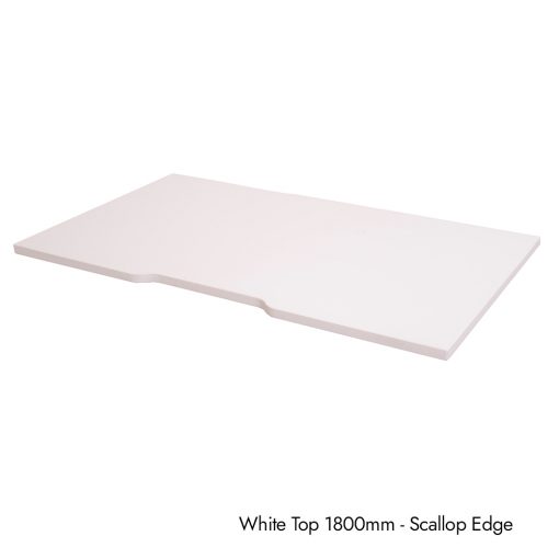 White Desktop 1800mm Scallop Edge