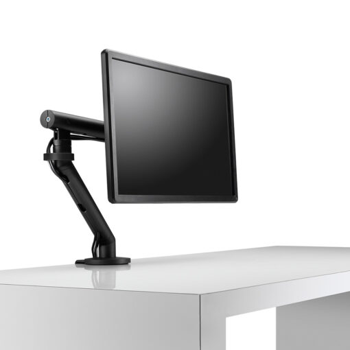 Flo monitor arm black mounted to white office desk