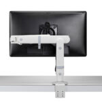 Ollin Monitor Arm White mounted on desk