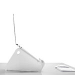Oripura laptop stand in white with macbook on desk