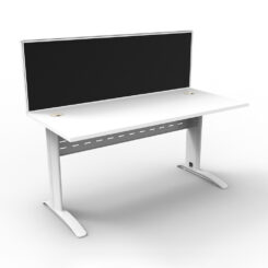 SHUSH30 desktop screen in black mounted to white desk