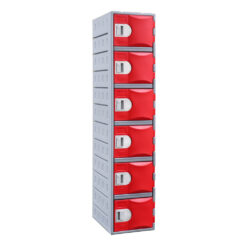 Steelco Heavy Duty Plastic Lockers 6 door red