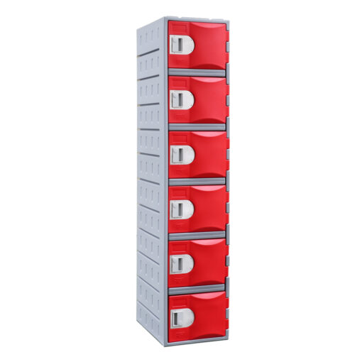 Steelco Heavy Duty Plastic Lockers 6 door red