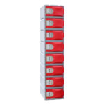 Steelco heavy duty plastic locker 8 door red