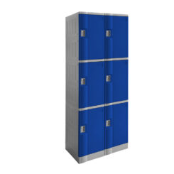 Steelco ABS Plastic Locker 3 door double in blue