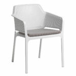 Net Armchair in white with light grey seatpad