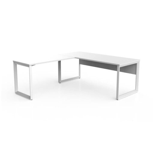Anvil Single Sided Desk with Return and Modesty in white
