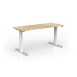 Agile straight desk fixed frame with oak top