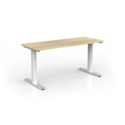 Agile straight desk fixed frame with oak top