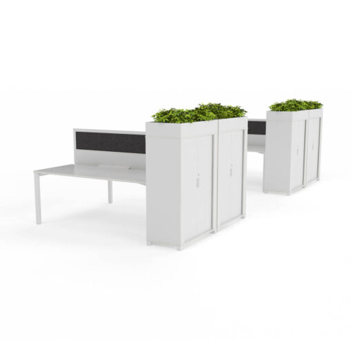 Axis tambours with planters setting example with workstations