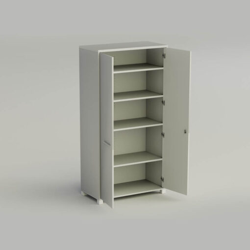 Axis tall melamine white cupboard open