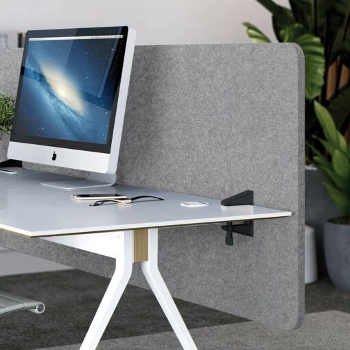 Woven Image Adapt Classic workstation screen in grey mounted to a desk