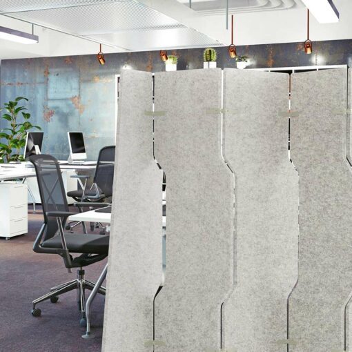 Woven image platoon freestanding acoustic partition screen in Mushroom