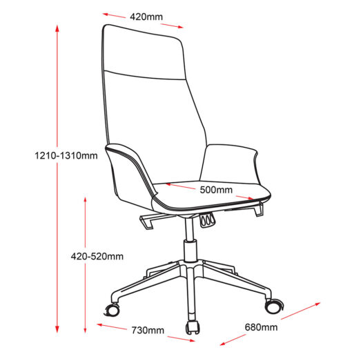 Accord High Back Executive Chair line drawing