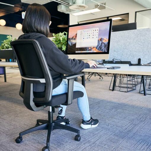 Bianca Mesh Chair with person sitting at office desk