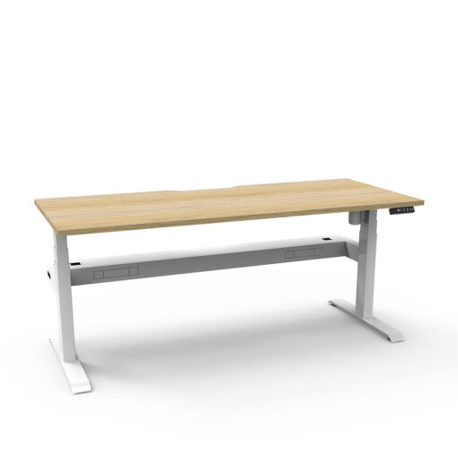 Boost light standing desk oak white with cable tray