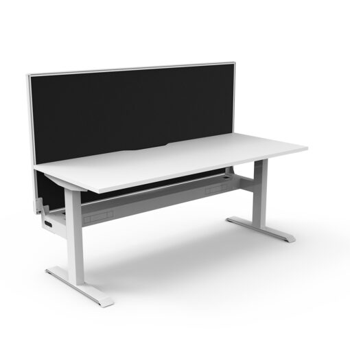 Boost Static straight desk with screen and cable tray