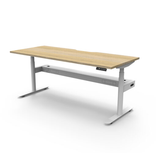 Halo Plus Straight Desk oak top with cable tray