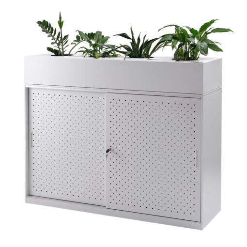 GO Perforated Door Cupboard with planter box in white