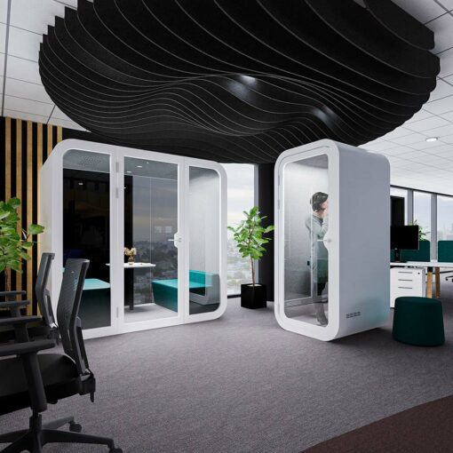 Spacepod 2 person and 1 person office pods in office