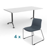 Essential Dining Table Package with white dining table and sled chair