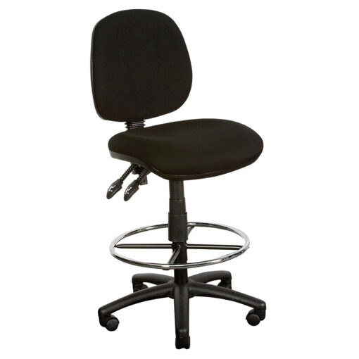 YS07 Drafting Chair black with chrome foot ring