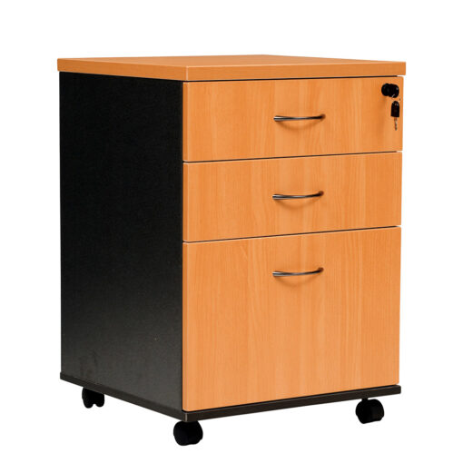 Logan Mobile Pedestal Drawer Unit in beech and ironstone