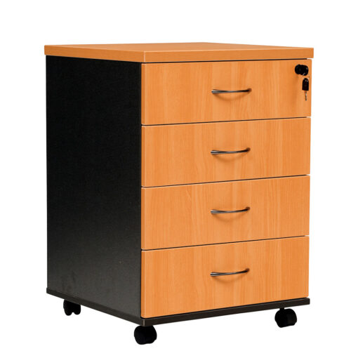 Logan Mobile Pedestal Drawer Unit in beech and ironstone