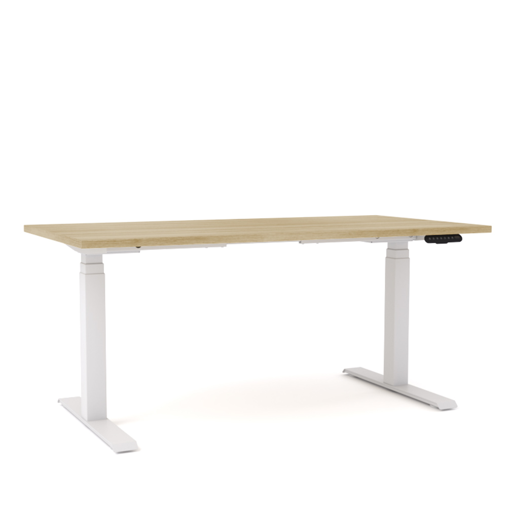 AgileMotion Electric Standing Desk Oak top White Frame