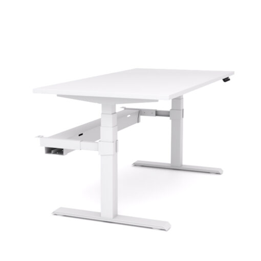 AgileMotion Electric Standing Desk white top White Frame with cable tray