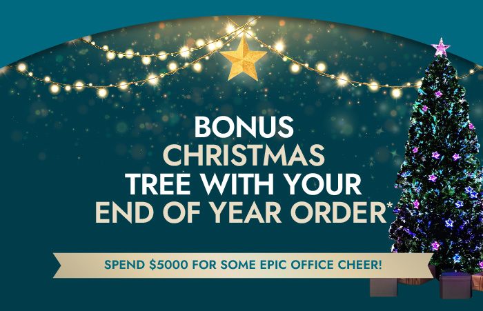 Bonus Christmas tree offer banner with twinkling christmas lights and tree