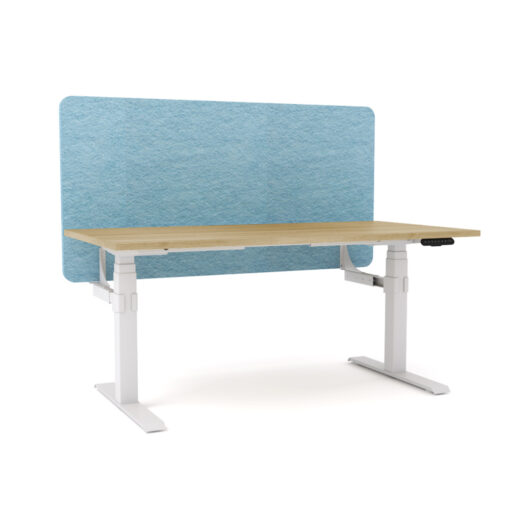 AgileMotion Electric Height Adjustable Desk with Light Blue Acoustic Screen