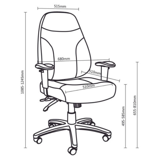Preston Ergonomic Office Chair Line Drawing