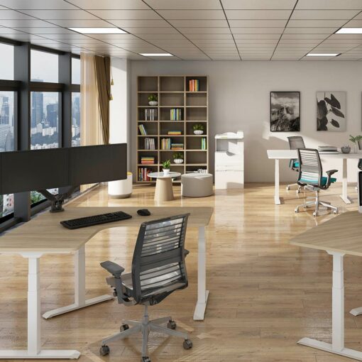 Apollo Corner Standing Workstations in situ in office space